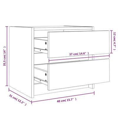 vidaXL Mesas de cabeceira 2 pcs 40x31x35,5 cm madeira de pinho maciça