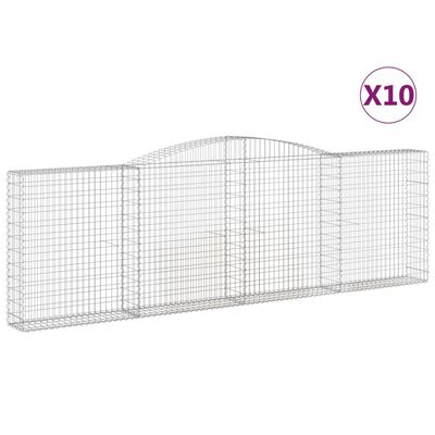 vidaXL Cestos gabião arqueados 10pcs 400x30x120/140 ferro galvanizado