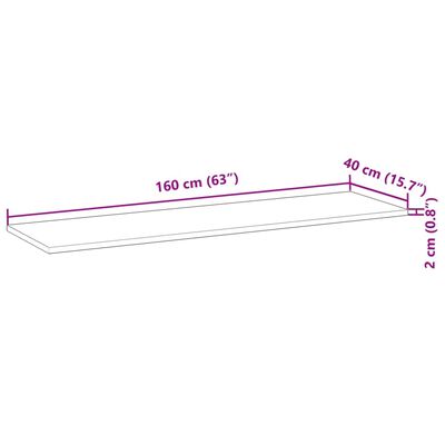 vidaXL Tampo de mesa retangular 160x40x2 cm madeira de acácia maciça