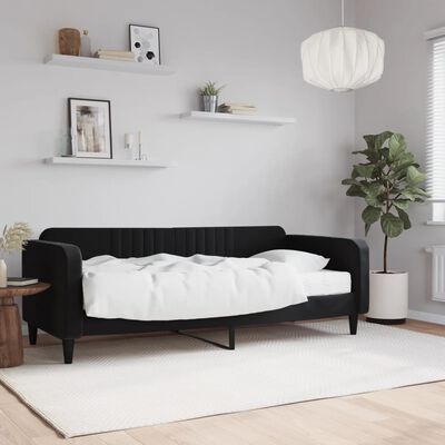 vidaXL Sofá-cama com colchão 90x200 cm veludo preto