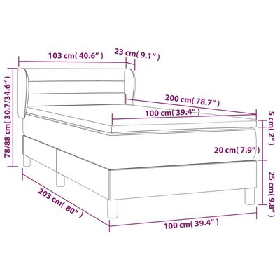 vidaXL Cama com molas/colchão 100x200 cm tecido cor creme