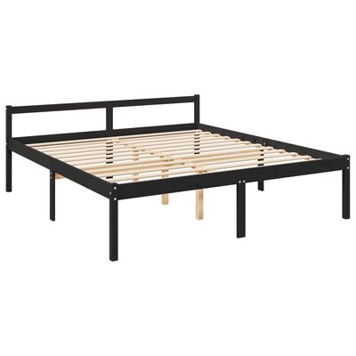 vidaXL Cama para idosos com cabeceira 200x200 cm madeira maciça preto