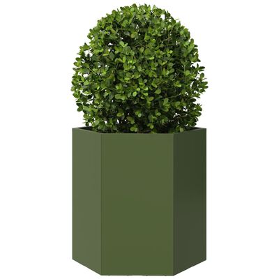 vidaXL Vaso/floreira de jardim hexagonal 46x40x45 cm aço verde