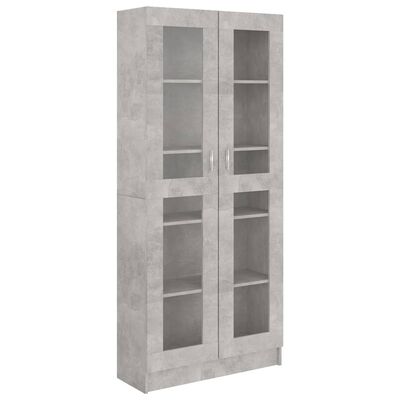 vidaXL Armário vitrine 82,5x30,5x185,5cm derivados madeira cinzento