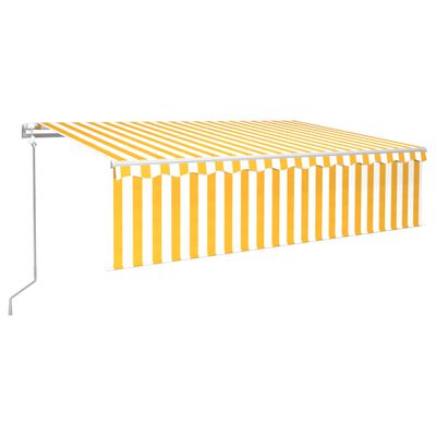 vidaXL Toldo autom. c/ estore/LED/sensor de vento 6x3 m amarelo/branco