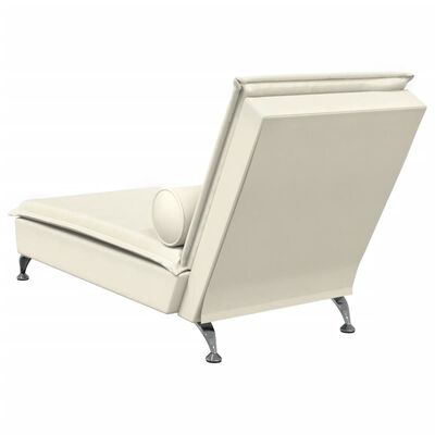 vidaXL Chaise lounge de massagem com rolo veludo creme