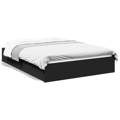 vidaXL Estrutura de cama c/ gavetas 135x190 cm derivados madeira preto