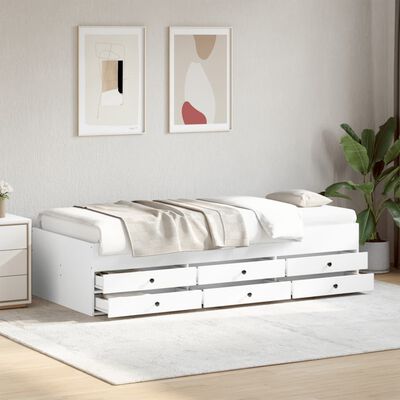 vidaXL Sofá-cama c/ gavetas 75x190 cm derivados de madeira branco