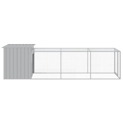 vidaXL Galinheiro com anexo 110x405x110 cm aço galvanizado cinza-claro