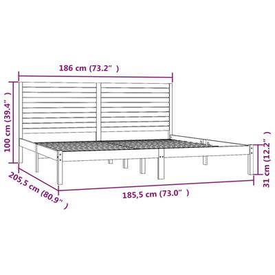 vidaXL Estrutura de cama super king pinho maciço 180x200 cm branco