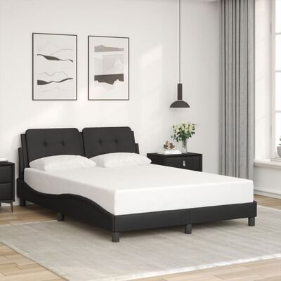 vidaXL Estrutura de cama c/ cabeceira 120x200cm couro artificial preto