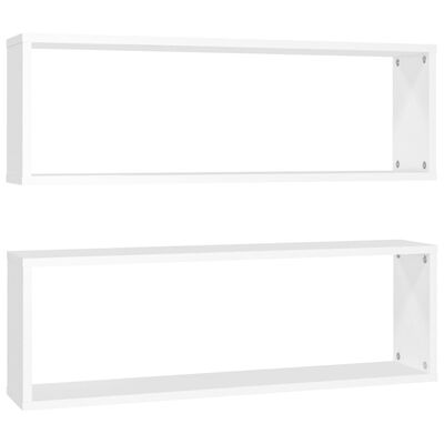 vidaXL Estantes parede cúbicas 2pcs deriv. madeira 80x15x26,5cm branco