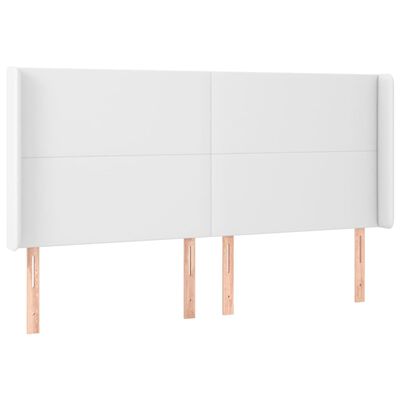 vidaXL Cabeceira cama c/ LED couro artificial 183x16x118/128 cm branco