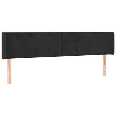 vidaXL Cabeceira de cama c/ abas veludo 203x16x78/88 cm preto