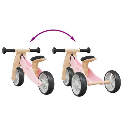 vidaXL Bicicleta de equilíbrio p/ crianças 2 em 1 rosa