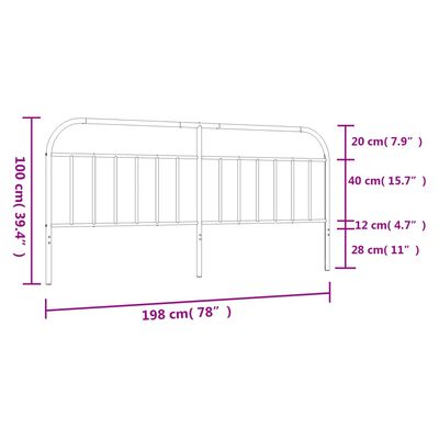 vidaXL Cabeceira de cama 193 cm metal branco