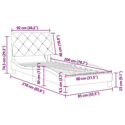 vidaXL Estrutura de cama c/ luzes LED 80x200 cm veludo preto