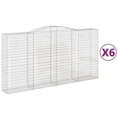 vidaXL Cestos gabião arqueados 6pcs 400x50x200/220cm ferro galvanizado