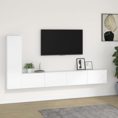 vidaXL Conjunto móveis de TV 3 pcs madeira processada branco