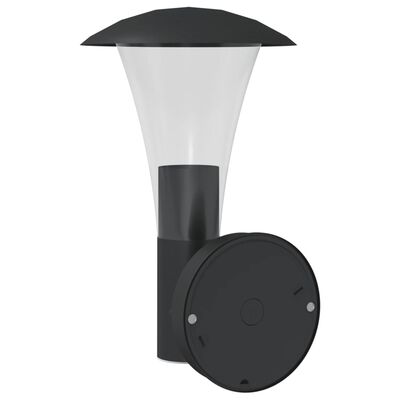 vidaXL Candeeiro de parede p/ exterior com sensor aço inoxidável preto