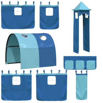 vidaXL Cama alta para criança com torre 80x200 cm pinho maciço azul