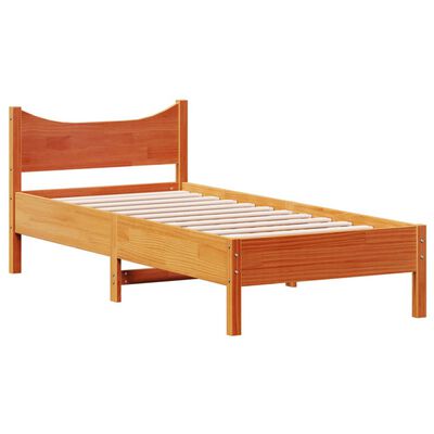 vidaXL Cama sem colchão 100x200 cm pinho maciço castanho-mel