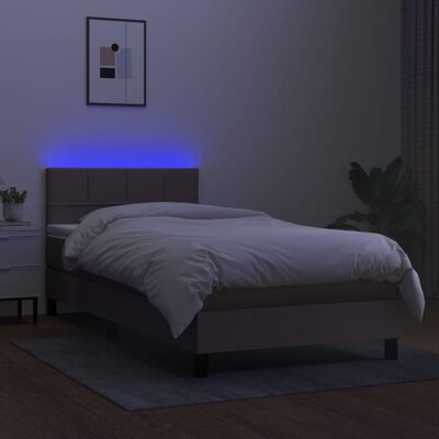 vidaXL Cama box spring + colchão/LED 80x200cm tecido cinza-acastanhado