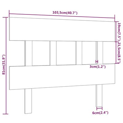 vidaXL Cabeceira de cama 103,5x3x81 cm pinho maciço cinzento