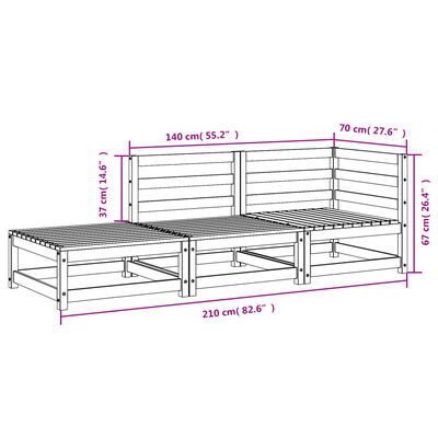 vidaXL Sofá 2 lugares jardim c/ apoio de pés pinho maciço castanho-mel