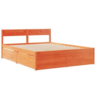 vidaXL Cama sem colchão 140x200 cm madeira pinho maciça castanho-mel