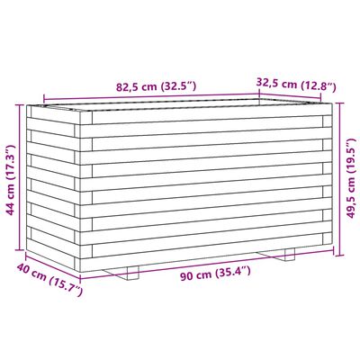 vidaXL Vaso/floreira de jardim 90x40x49,5 cm madeira pinho impregnada