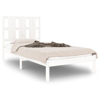 vidaXL Estrutura cama pequena solteiro 75x190 cm madeira maciça branco