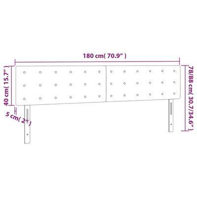 vidaXL Cabeceira de cama c/luzes LED veludo 180x5x78/88cm verde-escuro