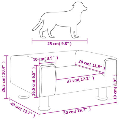 vidaXL Cama para cães 50x40x26,5 cm veludo preto