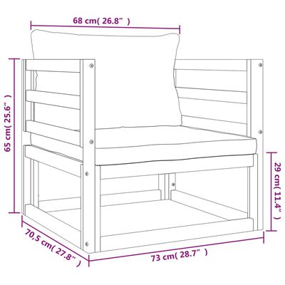 vidaXL 7pcs conjunto lounge de jardim madeira c/almofadões cinza-claro