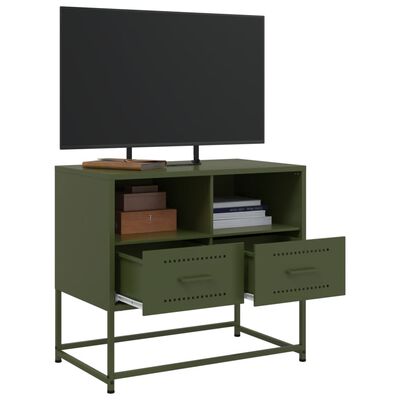 vidaXL Móvel de TV 68x39x60,5 cm aço verde azeitona