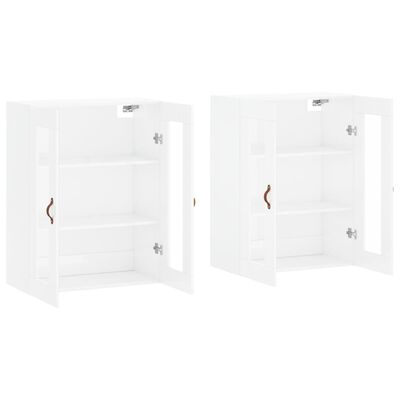 vidaXL Móveis de parede 2 pcs derivados de madeira branco brilhante