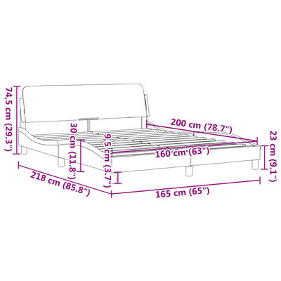 vidaXL Estrutura cama c/ cabeceira 160x200cm couro artif. preto/branco