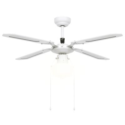 vidaXL Ventoinha de teto com luz 106 cm branco