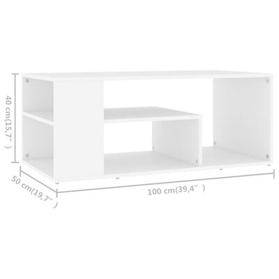 vidaXL Mesa de centro 100x50x40 cm derivados de madeira branco