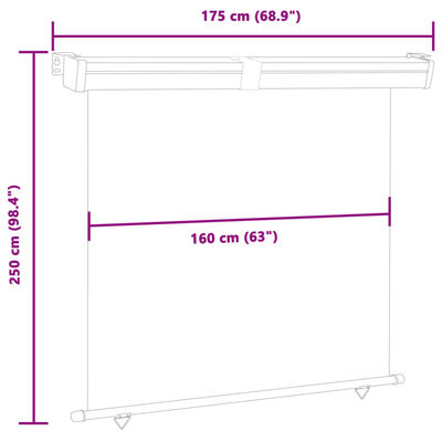 vidaXL Toldo lateral para varanda 175x250 cm castanho