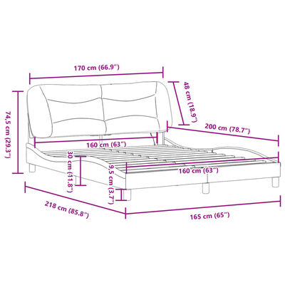 vidaXL Estrutura de cama c/ luzes LED 160x200 cm tecido azul