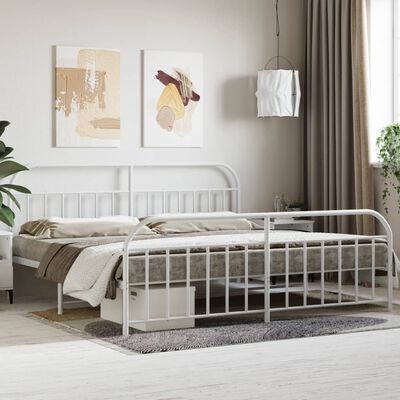 vidaXL Estrutura de cama com cabeceira e pés 200x200 cm metal branco