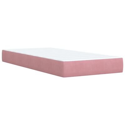 vidaXL Cama com molas/colchão 100x200 cm veludo rosa