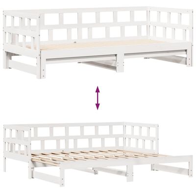 vidaXL Sofá-cama c/ gavetão e gavetas branco 90x190cm madeira de pinho