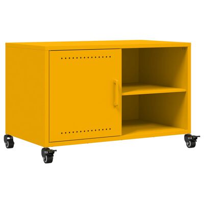 vidaXL Móvel de TV 68x39x43,5 cm aço amarelo mostarda