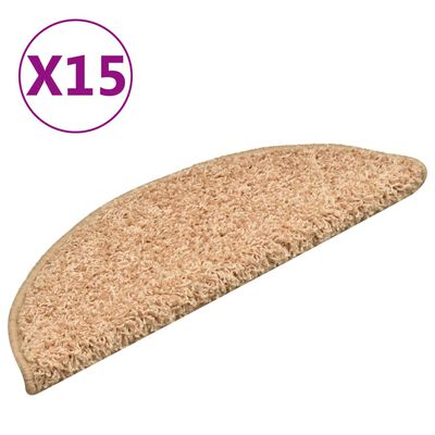 vidaXL Tapete/carpete para degraus 15 pcs 56x17x3 cm dourado