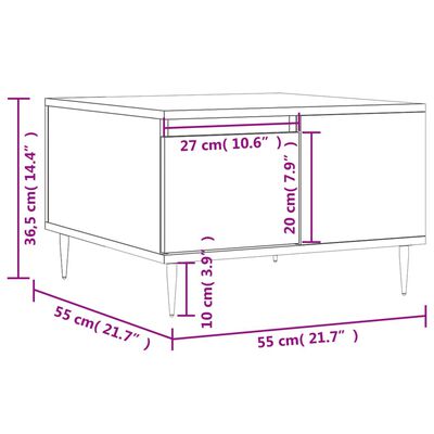 vidaXL Mesa de centro 55x55x36,5 cm derivados de madeira preto