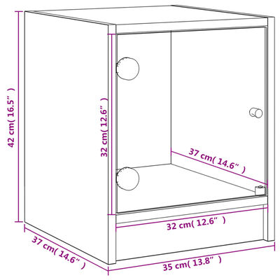 vidaXL Mesas de cabeceira c/ portas de vidro 2 pcs 35x37x42 cm branco