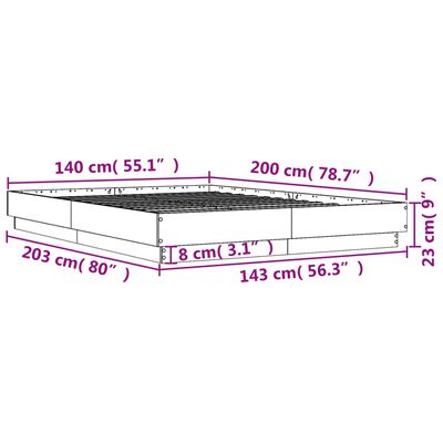 vidaXL Estrutura de cama com luzes LED 140x200 cm carvalho sonoma